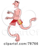 Royalty Free RF Clipart Illustration Of A Man Running In His Swim Shorts