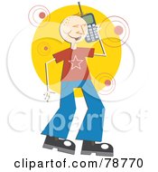 Poster, Art Print Of Chatty Happy Guy Using A Cell Phone