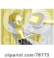 Royalty Free RF Clipart Illustration Of A Young Woman Using A Computer At Home by Prawny