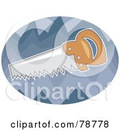 Poster, Art Print Of Hand Saw Over A Blue Oval