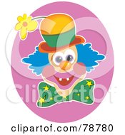 Poster, Art Print Of Hyper Clown Face With A Flower Hat