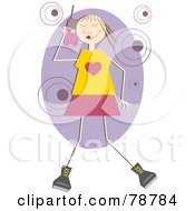 Poster, Art Print Of Happy Stick Woman Using A Cell Phone