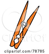 Royalty Free RF Clipart Illustration Of An Orange Clothes Pin