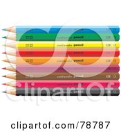 Royalty Free RF Clipart Illustration Of Blue Green Yellow Red Orange Purple Brown Pink And Gray Colored Pencils by Prawny