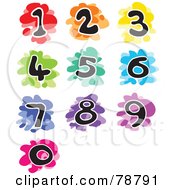 Digital Collage Of Colorful Splattered Funky Numbers