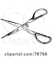 Royalty Free RF Clipart Illustration Of A Pair Of Sharp Black And White Scissors by Prawny
