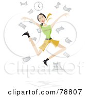 Poster, Art Print Of Excited Woman Tossing Paperwork