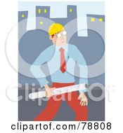 Poster, Art Print Of Male Architect Carrying Plans In A City