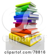 Poster, Art Print Of 3d Rainbow Colored Stack Of Text Books