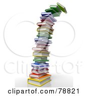 Royalty Free RF Clipart Illustration Of A 3d Tall Toppling Tower Of Colorful Text Books by Tonis Pan