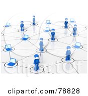 Poster, Art Print Of 3d Social Network Of Blue People And Laptops