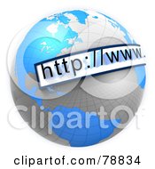 Poster, Art Print Of 3d Url Website Bar Over A Blue And Gray Reflective Grid Globe