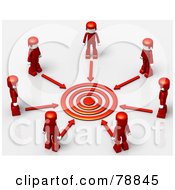 3d Target Circled By Arrows And Red People