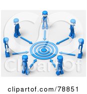 3d Target Circled By Arrows And Blue People