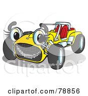 Poster, Art Print Of Yellow Convertible Buggy Sport Car With A Face