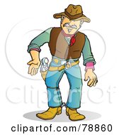 Poster, Art Print Of Western Cowboy Man Prepared To Draw His Pistol