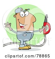Hispanic Cartoon Gas Station Attendant Man