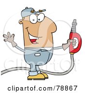 Hispanic Cartoon Gas Attendant Man