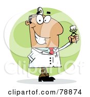 Poster, Art Print Of Hispanic Cartoon Dentist Man Holding A Pulled Tooth