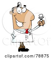 Poster, Art Print Of Hispanic Cartoon Dentist Man Holding An Extracted Tooth