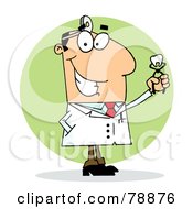 Poster, Art Print Of Caucasian Cartoon Dentist Man Holding A Pulled Tooth
