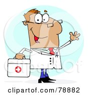 Royalty Free RF Clipart Illustration Of A Tan Cartoon Doctor Man Carrying His First Aid Bag