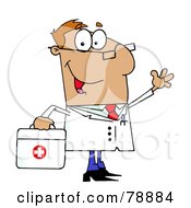 Tan Cartoon Doctor Man Carrying His Medical Bag