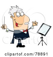Caucasian Cartoon Music Conductor Man