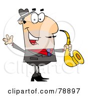 Caucasian Cartoon Saxophone Player Man