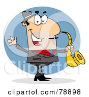 Caucasian Cartoon Saxophonist Man