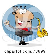 Hispanic Cartoon Saxophonist Man