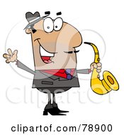 Hispanic Cartoon Saxophone Player Man