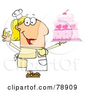Caucasian Cartoon Cake Baker Woman