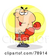 Caucasian Cartoon Boxing Fighter Man