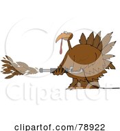 Royalty Free RF Clipart Illustration Of A Thanksgiving Turkey Spraying Feathers Out Of A Pressure Washer