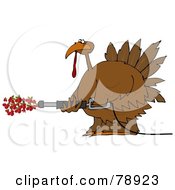 Poster, Art Print Of Thanksgiving Turkey Spraying Cranberries Out Of A Pressure Washer