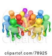 Royalty Free RF Clipart Illustration Of A 3d Group Of Diverse Colorful People Putting Their Hands In A Pile by 3poD #COLLC78925-0033