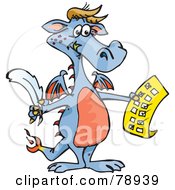 Poster, Art Print Of Pastel Blue Dragon Holding A Check Off List