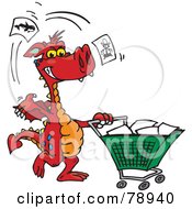 Red Dragon Tossing Items In A Shopping Cart