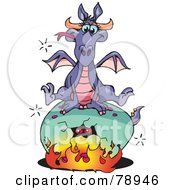 Poster, Art Print Of Purple Dragon Sitting On Top Of A Cracking Fiery Egg