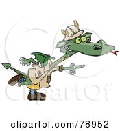 Poster, Art Print Of Green Explorer Dragon Pointing To The Right