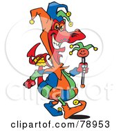 Poster, Art Print Of Colorful Jester Dragon Carrying A Staff