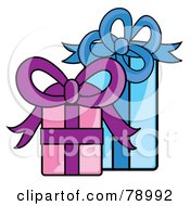 Poster, Art Print Of Blue Pink And Purple Presents