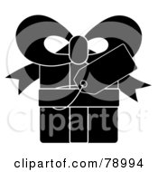 Poster, Art Print Of Blank Gift Tag On A Black Present With White Lines