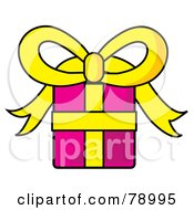 Poster, Art Print Of Pink And Yellow Wrapped Birthday Gift