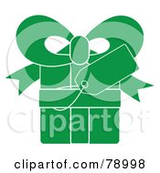 Poster, Art Print Of Blank Gift Tag On A Green Present With White Lines