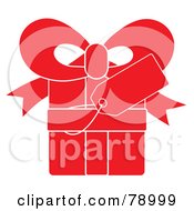 Poster, Art Print Of Blank Gift Tag On A Red Present With White Lines