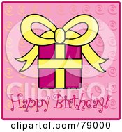 Poster, Art Print Of Pink And Yellow Bday Present On A Pink Happy Birthday Background