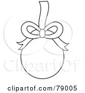 Poster, Art Print Of Black And White Christmas Bulb Ornament Outline Suspended From A Ribbon