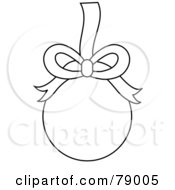 Royalty Free RF Clipart Illustration Of A Black And White Christmas Bulb Ornament Outline Suspended From A Ribbon
